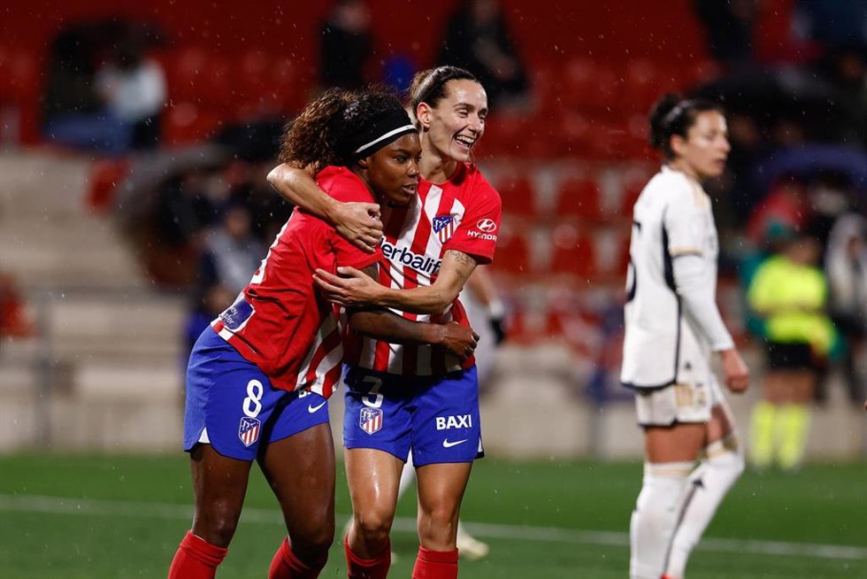 Ludmila da Silva of Atletico de Madrid celebrates a goal during the Spanish Women Cup, Copa de la Reina, football match played between Atletico de Madrid and Real Madrid at Centro Deportivo Wanda Alcala on February 08, 2024 in Alcala de Henares, Madrid,