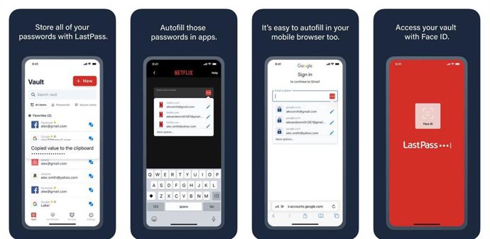 Interfaz de LastPass en un iPhone