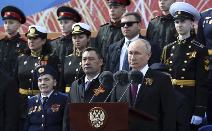 Archivo - May 9, 2023, Moscow, Moscow Oblast, Russia: Russian President Vladimir Putin delivers the annual Victory Day address during the military parade through Red Square, marking the 78th anniversary of the victory over Nazi Germany in World War Two,