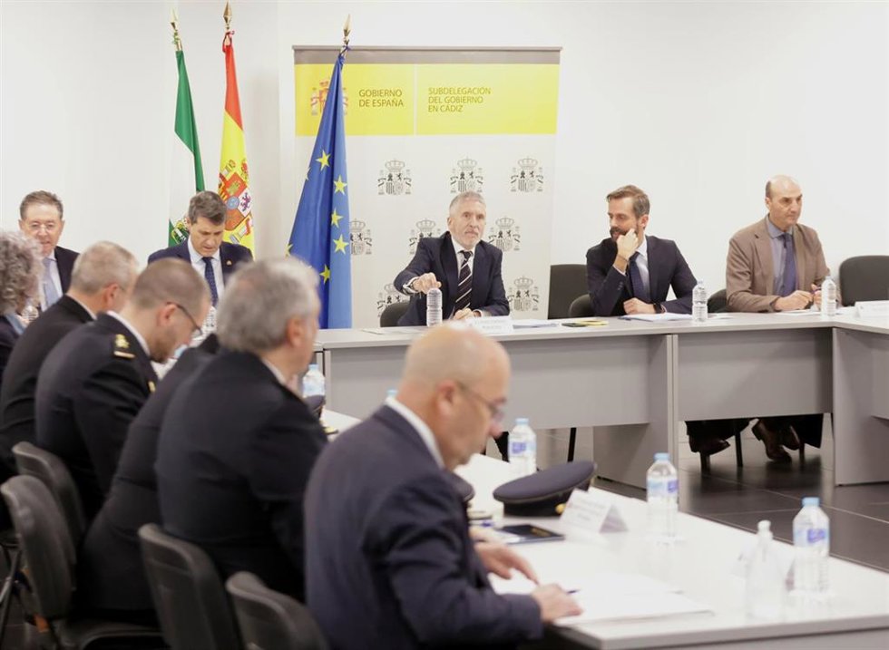 Marlaska en la reunión de balance del Plan Especial de Seguridad para el Campo de Gibraltar.