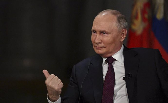 El presidente de Rusia, Vladimir Putin, durante la entrevista con el periodista estadounidense Tucker Carlson