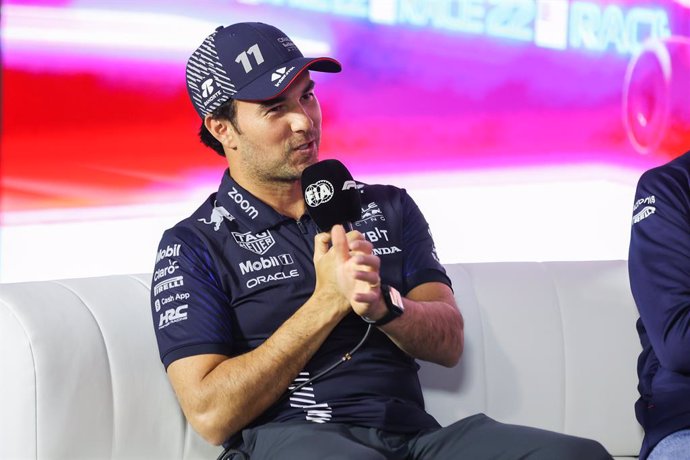 Archivo - PEREZ Sergio (mex), Red Bull Racing RB19, portrait press conference during the 2023 Formula 1 Heineken Silver Las Vegas Grand Prix, 21th round of the 2023 Formula One World Championship from November 17 to 19