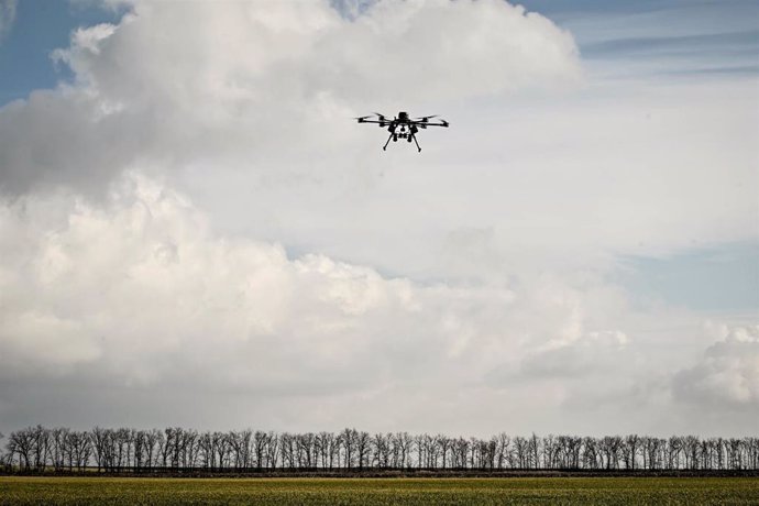 Dron ucraniano en Zaoriyia (Ucrania), imagen de archivo.