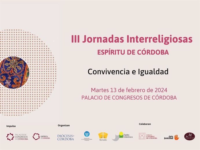 Cartel de las las III Jornadas Interreligiosas 'Espíritu de Córdoba. Convivencia e Igualdad'.