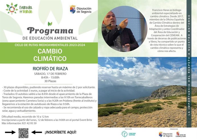 Riofrío de Riaza (Segovia) acoge el próximo sábado una actividad de la Diputación sobre el cambio climático