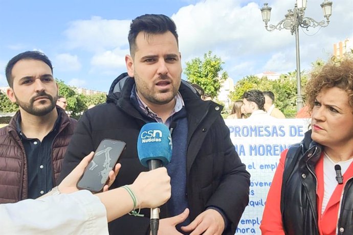 El secretario general de Juventudes Socialistas de Andalucía, Alejandro Moyano, en Huelva.