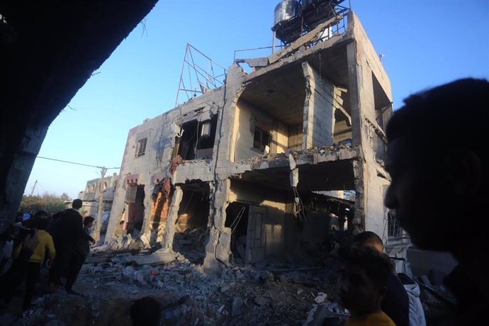 Daños causados por los bombardeos del Ejército de Israel contra la ciudad de Rafá, en el sur de la Franja de Gaza 