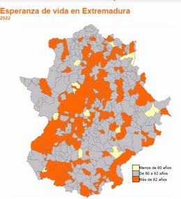 Esperanza de vida en Extremadura en 2022
