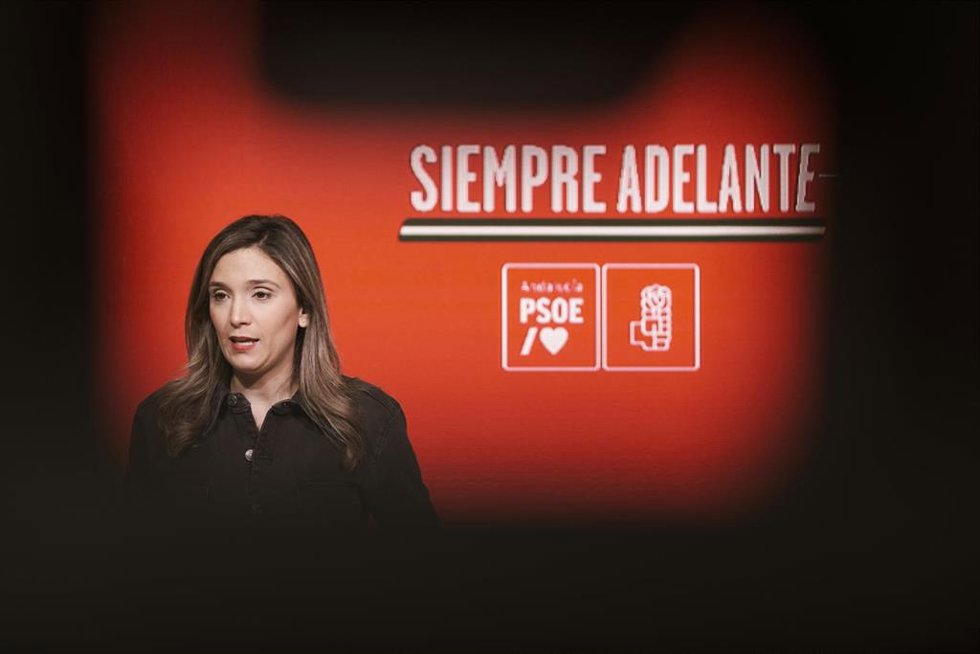 La portavoz de la Comisión Ejecutiva del PSOE-A, María Márquez, en una foto de archivo en rueda de prensa.