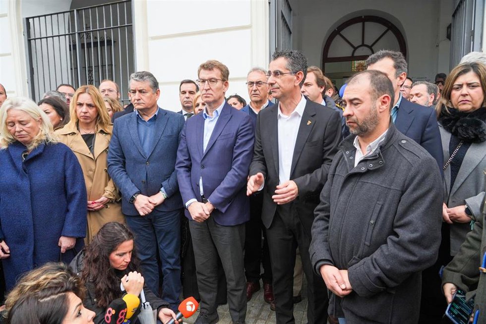 El presidente del PP, Alberto Núñez Feijóo, este lunes en Barbate (Cádiz)