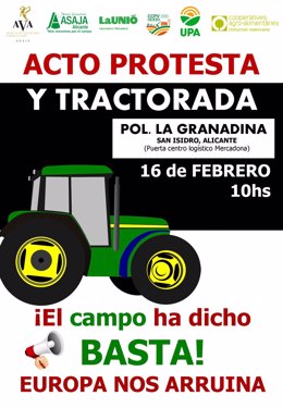 Las organizaciones agrarias de Alicante cortarán simultáneamente las autovías de Murcia y Madrid el viernes