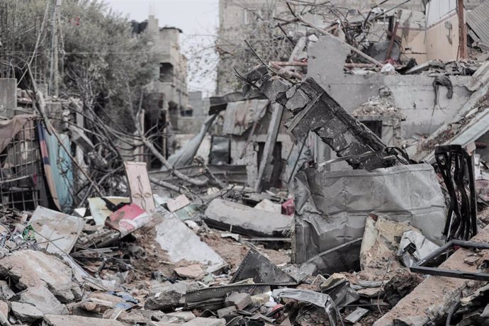 Zona bombardeada por Israel en la Franja de Gaza