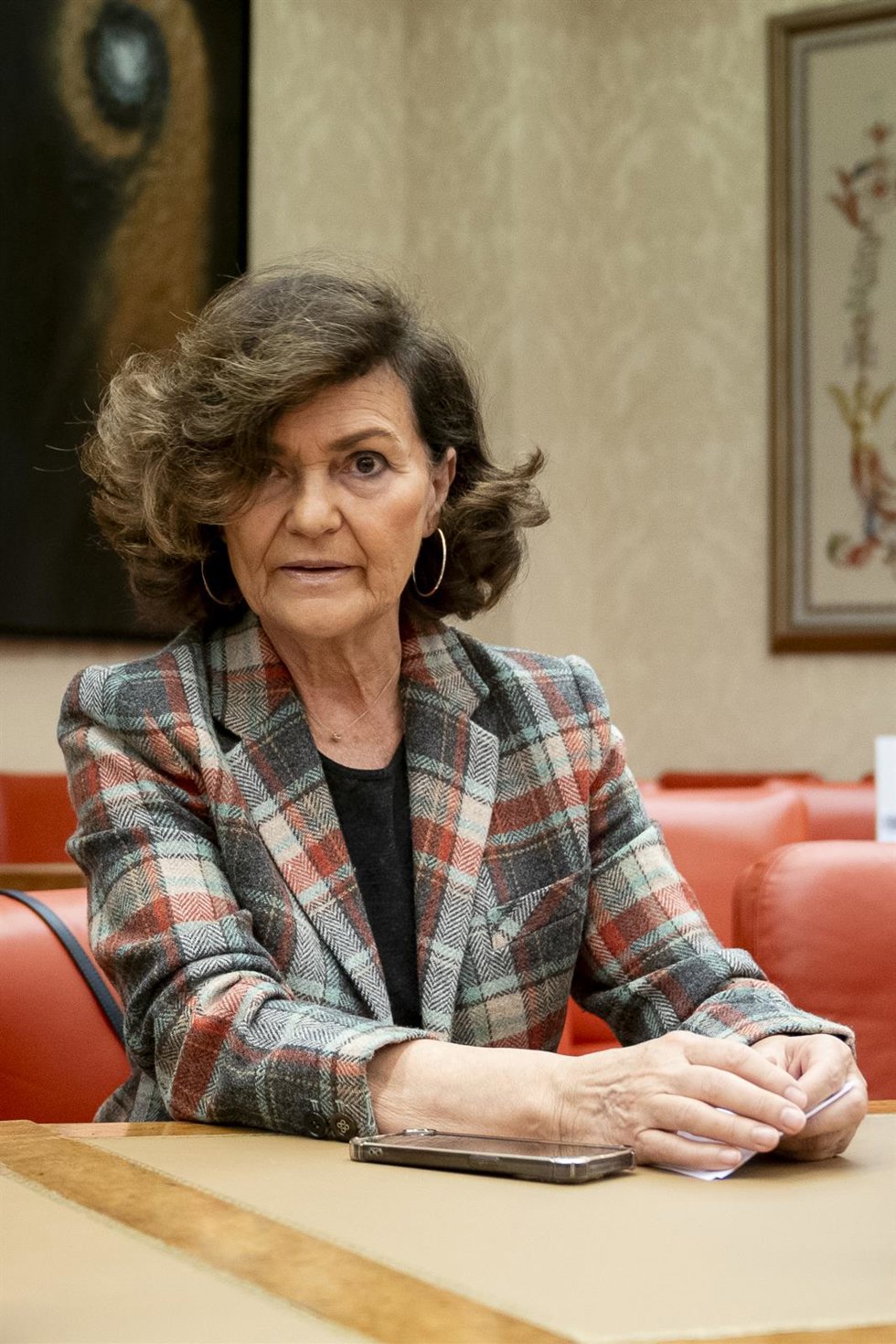 Archivo - La diputada en el Congreso y exvicepresidenta del Gobierno Carmen Calvo durante la actividad ordinaria de la comisión constitucional 