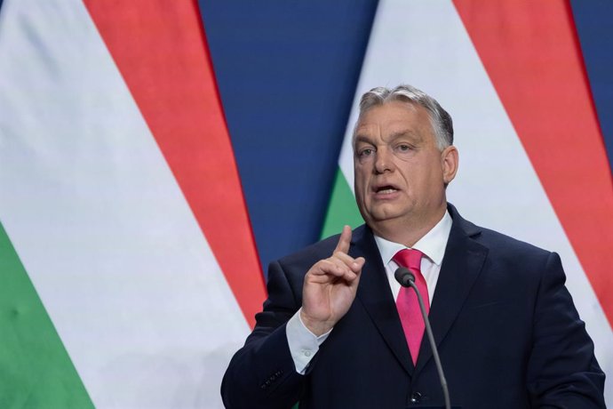 Archivo - BUDAPEST, Dec. 22, 2023  -- Hungary's Prime Minister Viktor Orban talks during the year-end international press conference in Budapest, Hungary, Dec. 21, 2023.