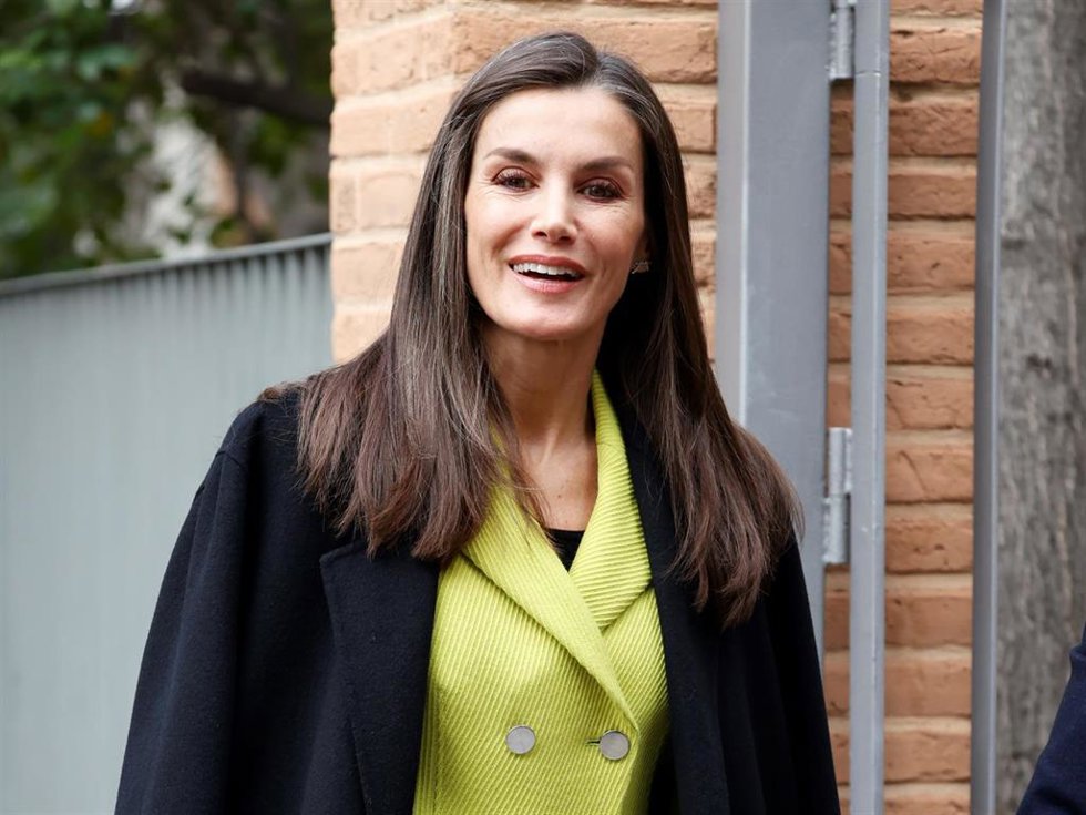 La Reina Letizia a su llegada a la reunión de trabajo con la Federación Española de Enfermedades Raras (FEDER)