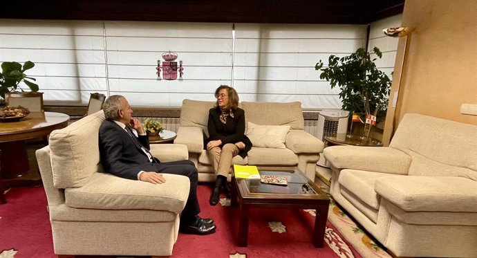 Delegado del Gobierno, Nicanor Sen, y la presidenta de la Federación Regional de Municipios y Provincias de Castilla y León (FRMP), Ángeles Armisén, durante un encuentro celebrado este martes
