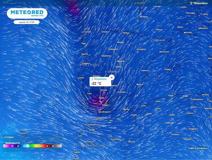 Un embolsamiento de aire frío se situará este jueves sobre el Estrecho.