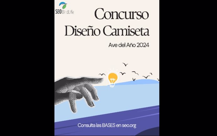 Archivo - Cartel del concurso 'Diseño de la camiseta Ave del Año 2024' de SEO/BirdLife