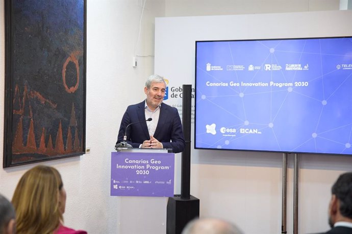 El presidente de Canarias, Fernando Clavijo, presenta en la Delegación Canaria de Madrid la mayor plataforma para la operación de aeronaves no tripuladas ubicada en Fuerteventura.