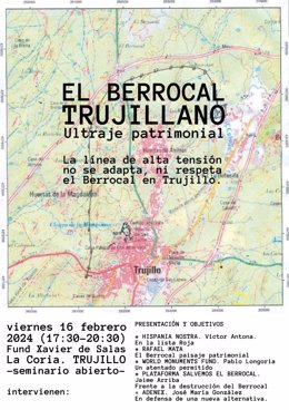Cartel de las jornadas sobre el tendido eléctrico de alta tensión en El Berrocal de Trujillo