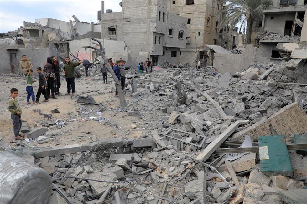Edificio destruido en la Franja de Gaza