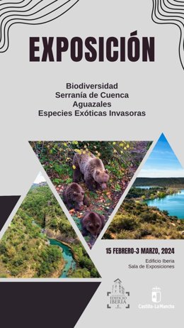 Cartel de la exposición 'Aguazudes, Biodiversidad, Especiales Invasoras y Serranía de Cuenca'.