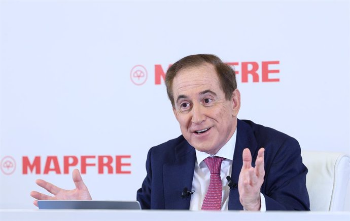 El presidente de Mapfre, Antonio Huertas, durante la presentación de resultados de Mapfre, en su sede de Madrid, a 14 de febrero de 2024, en Madrid (España). 