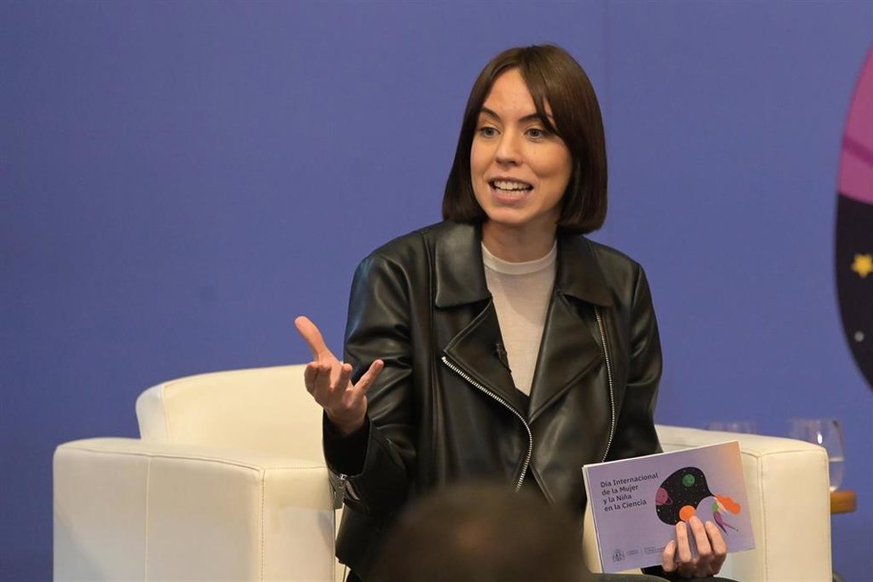 La ministra de Ciencia, Innovación y Universidades, Diana Morant, durante el acto 'Día de la Mujer y la Niña en la Ciencia: despertando vocaciones STEAM', en el Museo Nacional de Ciencia y Tecnología, a 9 de febrero de 2024, en A Coruña, Galicia (España
