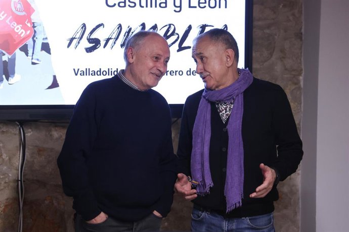 El secretario general de la Unión General de Trabajadores de Castilla y León, Faustino Temprano, y el secretario general de UGT, Pepe Álvarez, este miércoles en Valladolid.