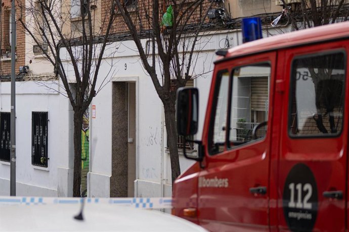 Operativos tras el derrumbe de un edificio en Badalona, a 6 de febrero de 2024, en Badalona, Barcelona, Catalunya (España). 