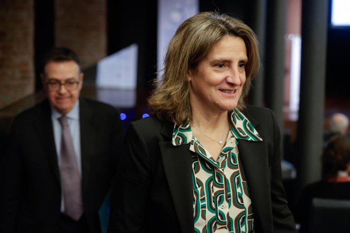 La vicepresidenta y ministra para la Transición Ecológica y el Reto Demográfico, Teresa Ribera, durante la inauguración del XII Simposio Empresarial, en La Pedrera, a 5 de febrero de 2024, en Barcelona, Catalunya (España). El objetivo del evento es simp