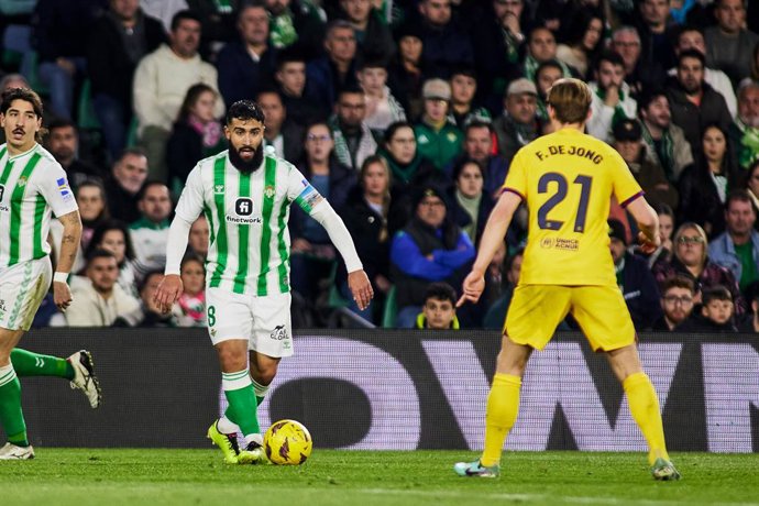 Nabil Fekir of Real Betis in action during the Spanish league, La Liga EA Sports, football match played between Real Betis and FC Barcelona at Benito Villamarin stadium on January 21, 2024, in Sevilla, Spain.
