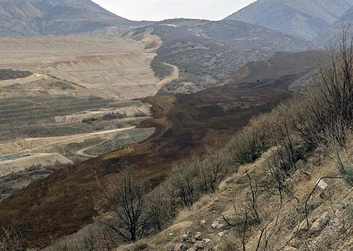 Zona en la que se produjo un deslizamiento de tierra en la mina de Anagold en la provincia turca de Erzincan