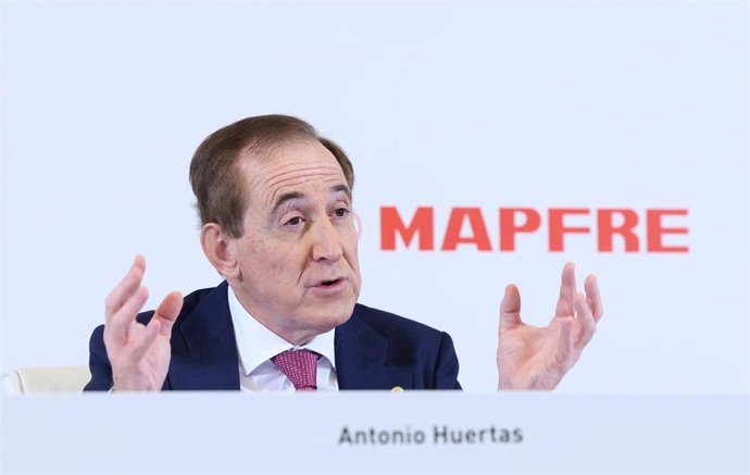 El presidente de Mapfre, Antonio Huertas, durante la presentación de resultados de Mapfre, en su sede de Madrid, a 14 de febrero de 2024, en Madrid (España).
