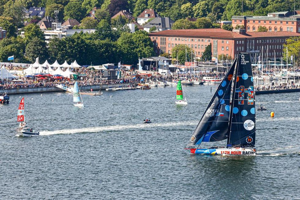 Archivo - The Ocean Race 2022-23 - 9 June 2023. Kiel Fly-By, 11th Hour Racing Team.
