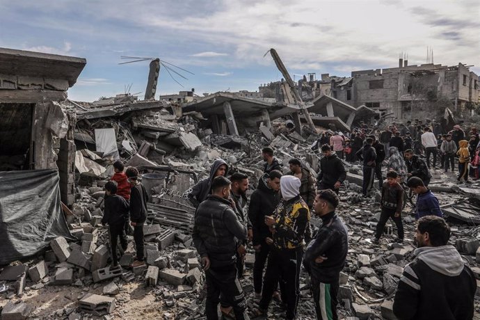 Edificios destruidos en Rafá, en el extremo sur en la Franja de Gaza, tras ataques israelíes