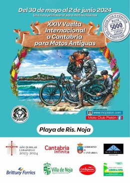 Cartel que promociona un evento de motos antiguas en Noja y que IU pide al Gobierno que se retire por considerarlo sexista