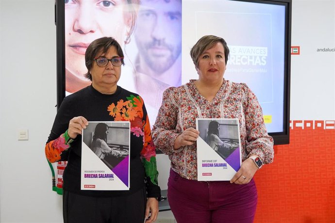 La secretaria de Mujer e Igualdad de CCOO de Sevilla, Pepa Bermudo, y la secretaria de la Mujer de CCOO de Andalucía, Patricia Laguna.