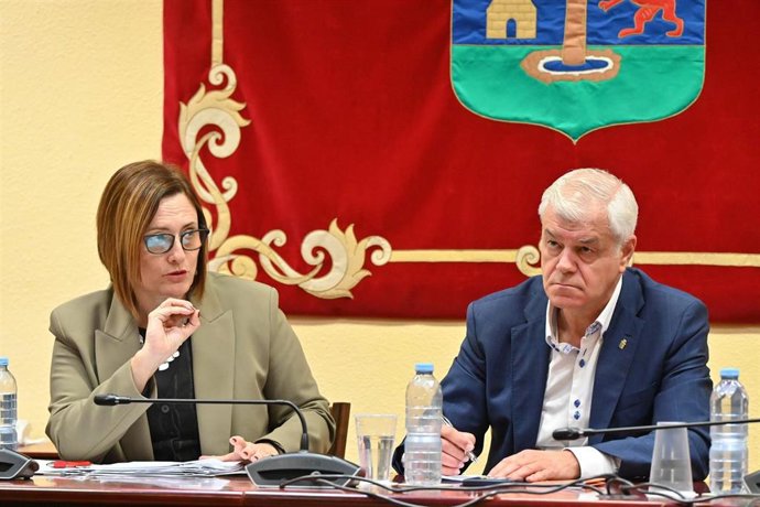 La consejera de Bienestar Social del Gobierno de Canarias, Candelaria Delgado, y el presidente del Cabildo de El Hierro, Alpidio Armas, en una reunión de trabajo para abordar la formación de menores migrantes