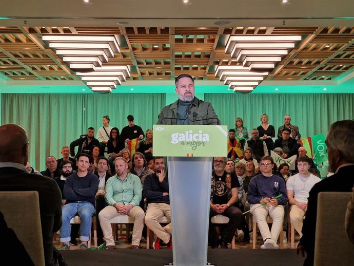 Imagen de Abascal en el mitin de Vigo este jueves.