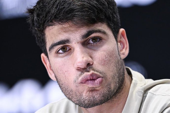 Carlos Alcaraz, durante una conferencia de prensa.