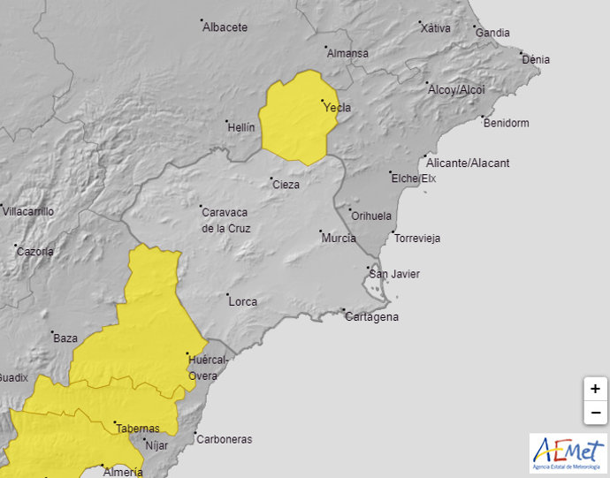 Imagen del aviso activo en la comarca del Noroeste