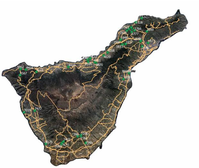 Mapa de las nuevas marquesinas en Tenerife