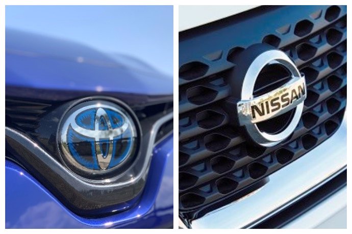Archivo - Logos de Toyota y Nissan