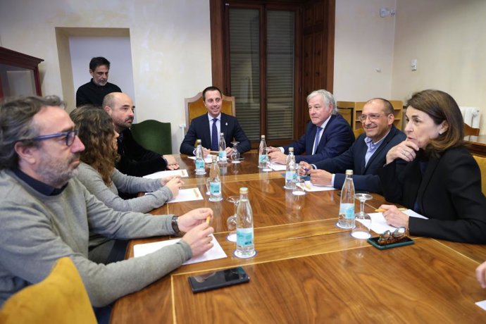 El presidente del Consell de Mallorca, Lloren Galmés, reunido con el sector audiovisual.