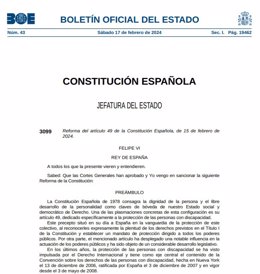 El BOE publica la reforma del artículo 49 de de la Constitución