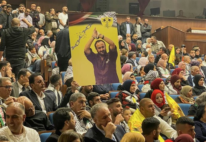 Archivo - Un acto a favor del líder preso de Al Fatá, Marwan Barghouti, celebrado en Ramala.