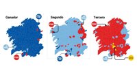 Mapa de resultados en las elecciones de Galicia 2024, municipio a municipio
