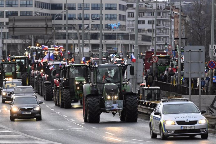 Imagen de archivo de las protestas de agricultores en Praga. 