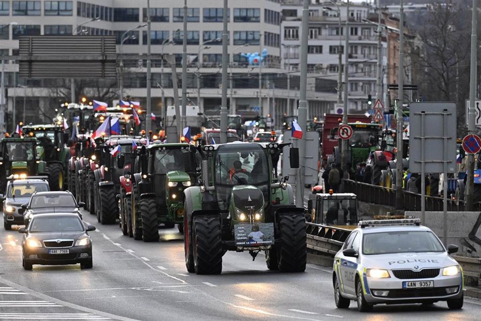 Imagen de archivo de las protestas de agricultores en Praga.